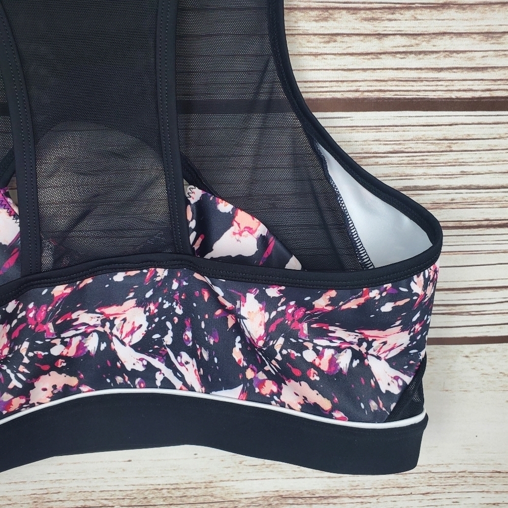 Wicked Weasel Womens Large Sexy 717 Electra Pink Print & Black Sports Bra #77 - Picture 8 of 10